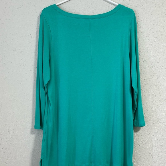 Sejour Womens Pullover top teal Blue Long Sleeve Scoop Neck Plus 1XL New - Picture 8 of 8